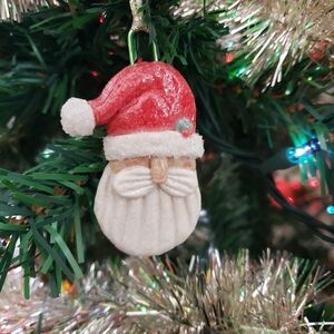 New Handmade Salt Dough Santa Ornament